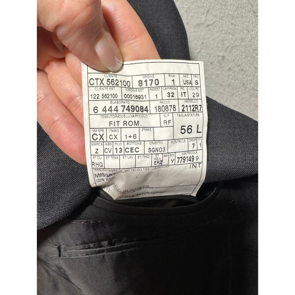 Ermenegildo Zegna Blazer Jacket Mens 56L Gray Wool Roma Fit Notch Lapel Lined - Picture 9 of 15